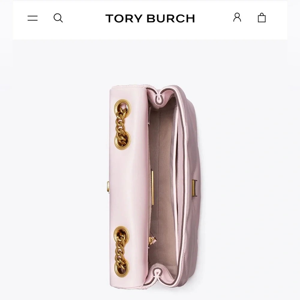 NWT- New Tory Burch Kira Diamond Quilt Small Convertible Shoulder Bag- Rose Salt - Picture 3 of 13